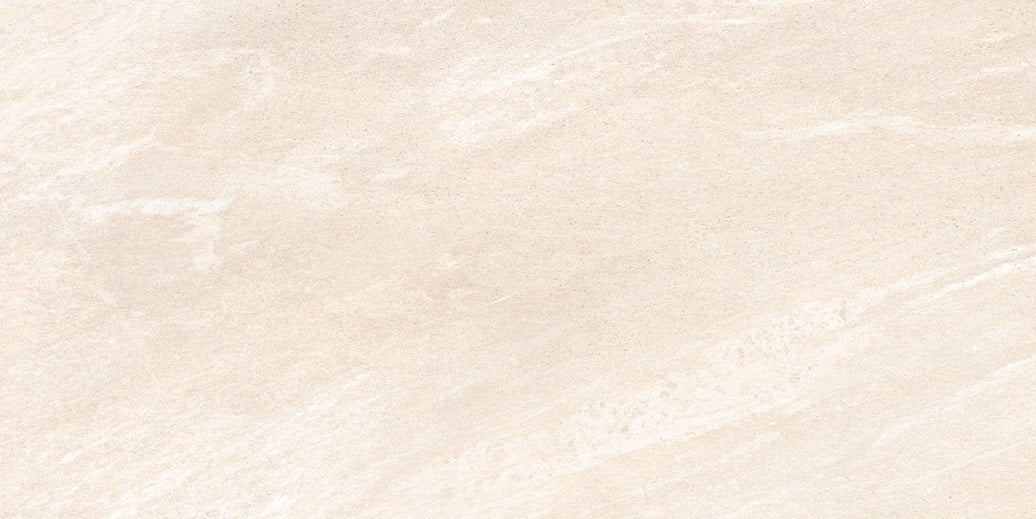 Safari Crema matte porcelain tile with a beige stone design, for floors and walls. Made in Spain, in a 12x24" size.
