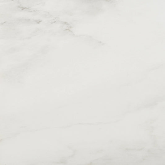 Snow polished porcelain tile with a white marble design, for floors and walls. Made in Spain, in a 24x24" size.