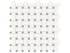 Soho basketweave porcelain mosaic in a pure white colour with taupe dots.