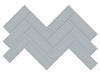 Soho Cloud Blue herringbone porcelain mosaic in a light blue colour.