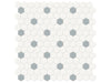 Soho small hexagon porcelain mosaic in a pure white colour with periodic light blue hexagon inserts.