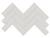 Soho Halo Grey herringbone porcelain mosaic in a light grey colour.