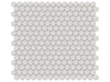 Soho Halo Grey penny round porcelain mosaic in a light grey colour.