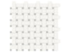 Soho basketweave porcelain mosaic in a pure white colour with grey dots.
