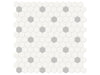 Soho small hexagon porcelain mosaic in a pure white colour with periodic grey hexagon inserts.