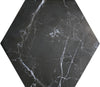 Marquina Black hexagon matte porcelain tile for floors and walls. Made in Spain, in a 8" hexagon size.