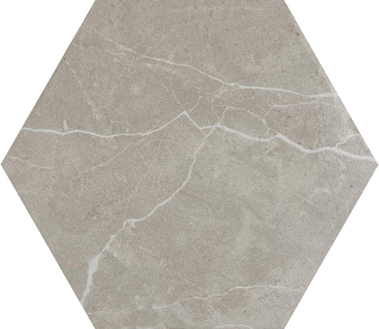 Morvedre Crema hexagon matte porcelain tile for floors and walls. Made in Spain, in a 8" hexagon size.