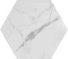 Statuarietto White hexagon matte porcelain tile for floors and walls. Made in Spain, in a 8" hexagon size.
