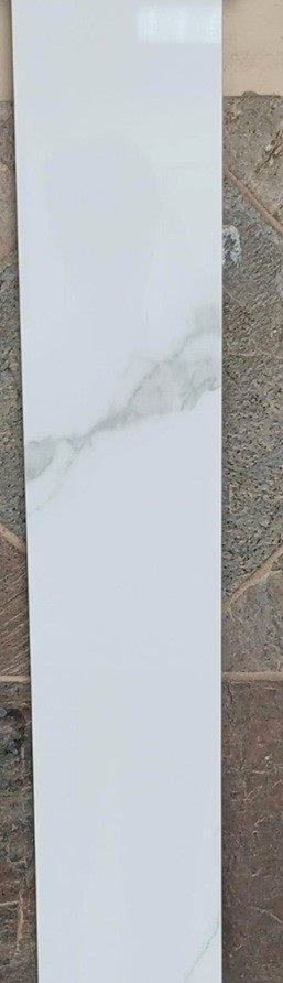Statuario Calacatta marble style porcelain shower jamb in a 6x94.5" size.