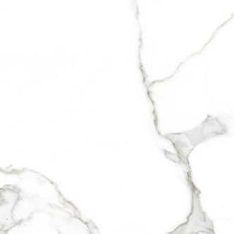 Statuario Gentile polished/matte porcelain tile with a white marble design, for floors and walls. In a 24x24" size.