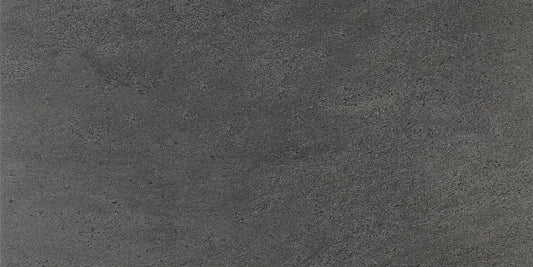 Stonework Anthracite matte porcelain tile with a stone design, for floors and walls. Made in Italy, in a 12x24" size.