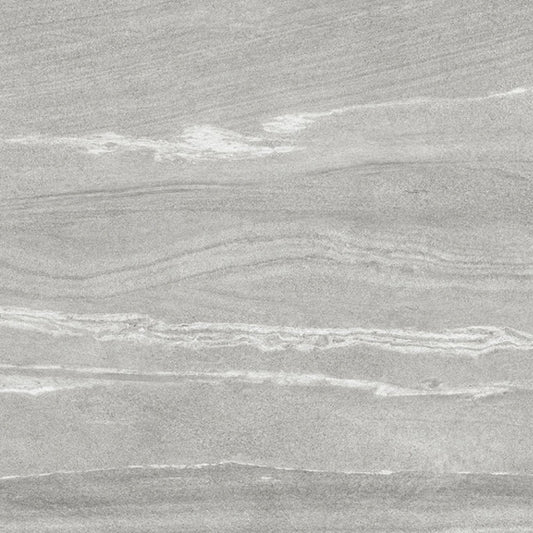 Strata Gris matte porcelain tile with a grey stone design, for floors and walls. In a 24x24" size.