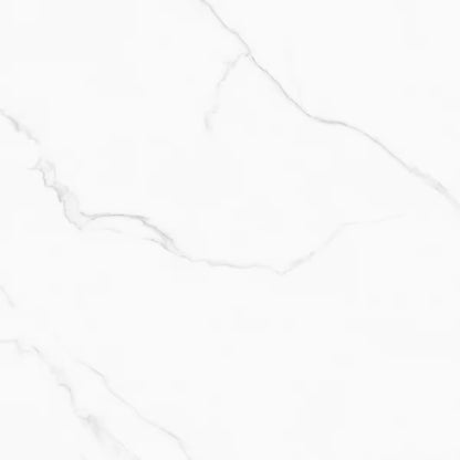 Sunflare polished porcelain tile in a white marble style with light grey veining for floors and walls. In a 48x48" size.