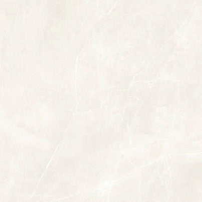 Sunset White satin porcelain tile with a cream marble design, for floors and walls. Made in Spain, in a 24x24" size.