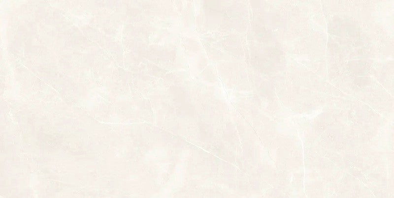 Sunset White porcelain tile with a cream marble design, for floors and walls. Made in Spain, in a 24x48" size.