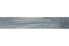 Tasmania Rain polished porcelain tile with a blue wood design, for floors and walls. Made in Spain, in a 6x36" size.