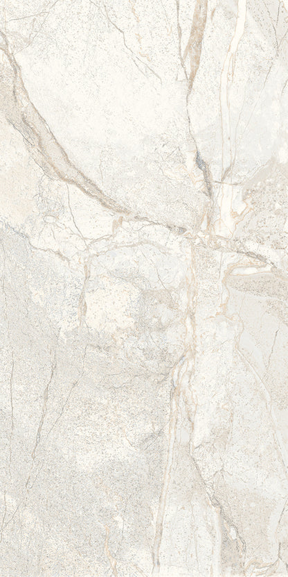 Utah Glacier matte porcelain tile with a white stone design, for floors and walls. Made in Italy, in a 12x24" size.