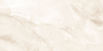 Venus Sand polished porcelain tile with a beige onyx design, for floors and walls. Made in Spain, in a 24x48" size.