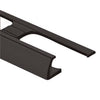 Black coloured vinyl plastic tile moulding/trim with a 3/8" or 1/4" thickness.