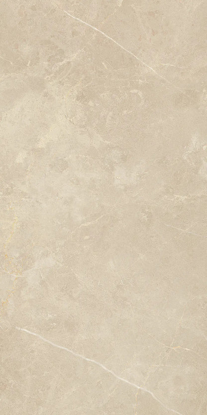 Vision Sand beige stone look polished porcelain tile for floor and wall made in Italy. 12x24" size.