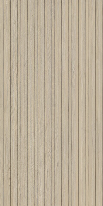 Woodlay Oak matte porcelain tile with a fluted wood design, for feature walls. Made in Spain, in a 24x48" size.