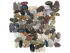 Zen Bora Wilderness natural stone pebble mosaic with black, grey, beige, and white colours. In a flat finish.