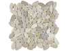 Zen Driftwood Tan natural stone pebble mosaic with beige colours. In a flat finish.