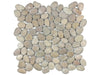 Zen Driftwood Tan natural stone pebble mosaic with beige colours. In a natural rounded finish.