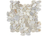 Zen Fiji Cream natural stone pebble mosaic with white, light grey, and cream colours. In a flat finish.