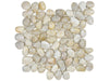 Zen Fiji Cream natural stone pebble mosaic with white, light grey, and cream colours. In a natural rounded finish.