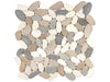Zen Harmony Warm natural stone pebble mosaic with white, beige, and grey colours. In a flat finish.