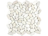 Zen Serenity Ivory natural stone pebble mosaic with white and cream colours. In a flat finish.