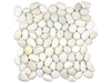 Zen Serenity Ivory natural stone pebble mosaic with white and cream colours. In a natural rounded finish.